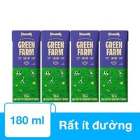 Lốc 4 hộp sữa tươi tiệt trùng Vinamilk Green Farm rất ít đường 180 ml (từ 1 tuổi)
