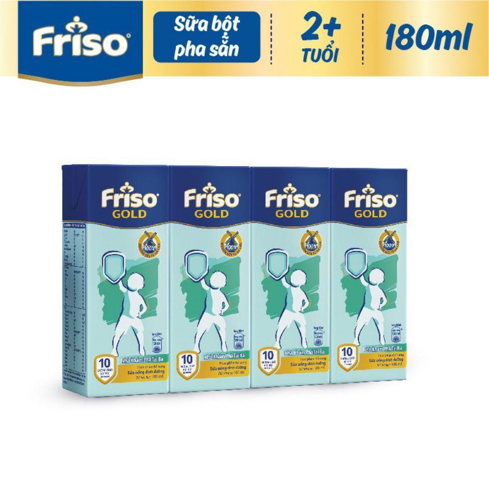 Lốc 4 hộp sữa uống dinh dưỡng Friso Gold vani hộp 180ml