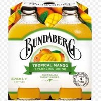 Lốc 4 Nước Ép có gas Bundaberg Úc 375ml x 4 - Tropical Mango