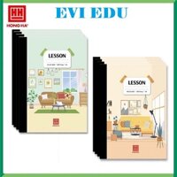 Lốc 4 quyển sổ bìa bồi 200 trang A4 Lesson Hồng Hà may gáy kẻ ngang có lề 4603