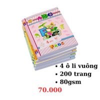 Lốc 5 quyển tập HS ABC Hòa Bình 4 ô vuông - 200 trang - 80gsm