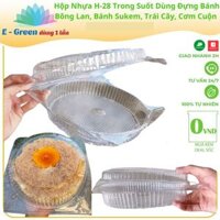 Lốc 50-100 Hộp Nhựa Tròn H-28 Đựng Bánh Bông Lan, Bánh Kem, Trái Cây Kích Thướt 21cm x 21cm x 5.5cm