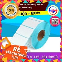 lốc 50 cuộn Giấy in tem trà sữa 50×30 Sử dụng trên phần mềm bán trà sữa