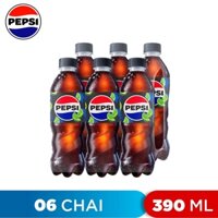 LỐC 6 CHAI NƯỚC NGỌT KHÔNG CALO VỊ CHANH LEMON ZERO CALORIES PEPSI 390ML