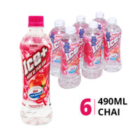Lốc 6 chai nước trái cây Ice+ Kirin vị đào 490ml