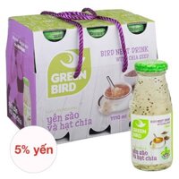 Lốc 6 chai nước yến sào hạt chia Green Bird 185 ml (từ 12 tuổi)