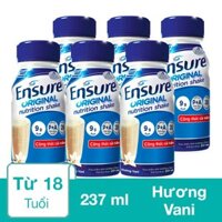 Lốc 6 chai sữa bột người lớn pha sẵn Ensure Original hương vani 237 ml