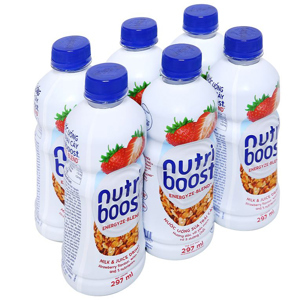 Lốc 6 chai sữa trái cây Nutriboost hương dâu 297ml