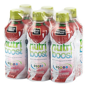 Lốc 6 chai sữa trái cây Nutriboost hương dâu 297ml
