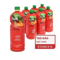 Lốc 6 chai trà đào hạt chia Fuze Tea 1L