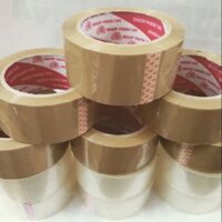 Lốc 6 cuộn Băng keo 100 yard trong và vàng bám dính cao dùng để đóng hàng