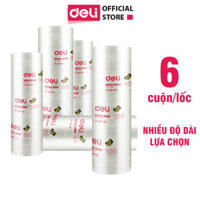 Lốc 6 Cuộn Băng Keo Trong , Băng Dính Dán Thùng Đóng Hàng Deli - 6080100150200 Yards - Dày Dai Chống Nước Khó Đứt - 1 lốc 6 cuộn - 60 yard