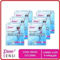 Lốc 6 gói băng vệ sinh Diana sensi Cool Fresh có cánh