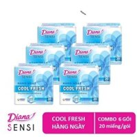 Lốc 6 gói Băng vệ sinh Diana hàng ngày Sensi Cool Fresh gói 20 miếng - Duongtri964