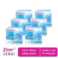 Lốc 6 gói Băng vệ sinh Diana hàng ngày Sensi Cool Fresh gói 20 miếng - Duongtri964