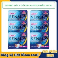 LỐC 6 GÓI DIANA SENSI COOL FRESH ĐÊM 29cm/35 cm