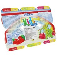 Lốc 6 hộp sữa chua phô mai Kidsmix Premium vị dâu, lê, mâm xôi và vani 50g (từ 6 tháng)