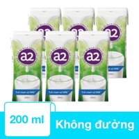 Lốc 6 hộp sữa tươi tiệt trùng a2 Milk không đường 200 ml (từ 1 tuổi)