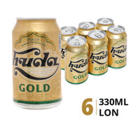 Lốc 6 lon bia Huda Gold 4.7% 330ml
