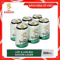 LỐC 6 LON BIA SÀI GÒN LAGER SABECO 330ML