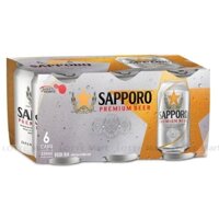 Lốc 6 Lon Bia Sapporo Premium 330ml/Lon