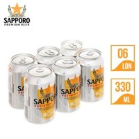 LỐC 6 LON BIA SAPPORO PREMIUM BEER 330ML