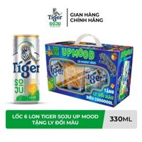 Lốc 6 Lon Bia Tiger Soju Infused Lager Cheeky Plum (vị Soju Mận) & Wonder Melon (vị Soju Dưa Lưới) 330ml/Lon - Tặng Ly