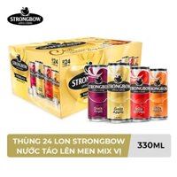 Lốc 6 Lon Cao Bia Strongbow Cider Đặc Biệt 4 Vị (330ml x 24 Lon) - Trái Cây Len Men Strongbow