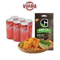 Lốc 6 Lon Nước Giải Khát Coca Vị Nguyên Bản/ Coca Zero 320ml + Khô Gà Lá Chanh G 22g - QUÀ TẶNG KHÔNG BÁN