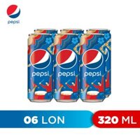 Lốc 6 Lon Nước Ngọt Có Gaz Pepsi 320mllon