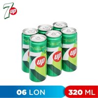 LỐC 6 LON NƯỚC NGỌT HƯƠNG CHANH 7UP 320ML