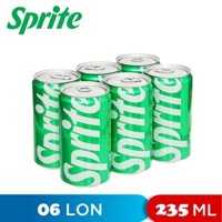 LỐC 6 LON NƯỚC NGỌT HƯƠNG CHANH SPRITE 235ML