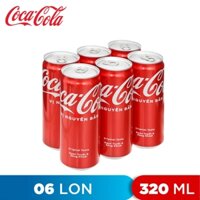 LỐC 6 LON NƯỚC NGỌT VỊ NGUYÊN BẢN ORIGINAL TASTE COCA COLA 320ML