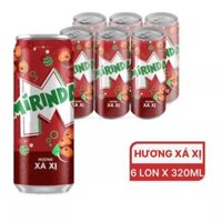 Lốc 6 lon nước ngọt xá xị Sleek Mirinda 320ml