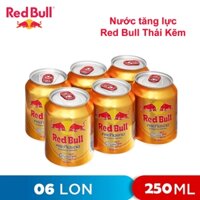 LỐC 6 LON NƯỚC TĂNG LỰC ENERGY DRINK RED BULL THÁI KẼM VÀ VITAMIN 250ML