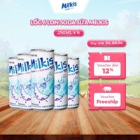 Lốc 6 Lon Soda sữa Milkis (250ml x6)