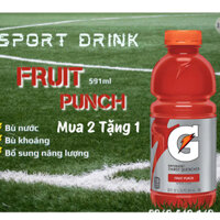 (Lốc 8 chai) Nước giải khát Gatorade Fruit punch 591ml USA Date 05.2025 (Mua 2 tặng 1)