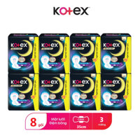 Lốc 8 gói Băng vệ sinh Kotex Siêu Ban đêm 35cm Siêu Mỏng Cánh ( gói 3 miếng ) - TẶNG