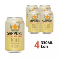 Lốc bia 100 Premium 3.5% Sapporo 330ml (4 Lon)