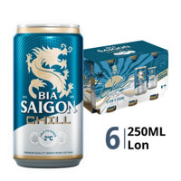 Lốc bia Chill 4.6% Sài Gòn lon 250ml (6 Lon)