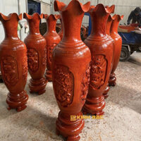 Lộc Bình gỗ xà cừ đỏ 1m7 đục và trơn