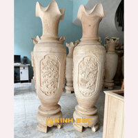 Lộc bình gỗ xà cừ đỏ 1m8 đục và trơn