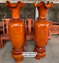 Lộc Bình gỗ xà cừ đỏ cao 1m6 nguyên khối chọn vân đẹp Loại 1