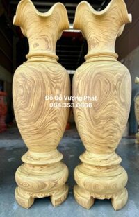 Lộc bình phong thủy gỗ Cẩm Vàng nguyên khối cao 2m đk 63 Vân ĐẸP Tự Nhiên