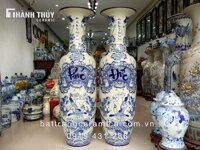 Lộc bình sứ Phúc Đức men Lam cao 1m4