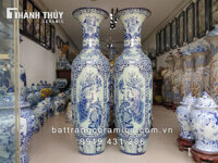 Lộc bình sứ tứ quý men Lam cao 1m4