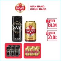 [Lốc] Combo 2 lốc bia Đại Việt mix loại black/lager lon 330ml