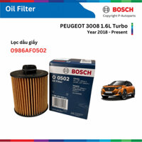 Lọc dầu giấy động cơ BOSCH Oil Filter 0986AF0502, xe PEUGEOT 3008 1.6L Turbo, đời xe 2018 đến nay