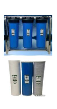 Lọc đầu nguồn 20 inch ( Bộ 3 cốc + lõi lọc 20 inch )