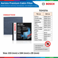 Lọc gió điều hòa BOSCH Aeristo Premium, TOYOTA Camry Altis Vios Fortuner Cross, lọc bụi mịn PM2.5